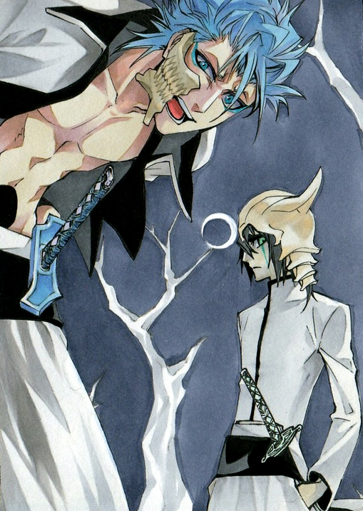 grimmjow jaegerjaquez and ulquiorra cifer (bleach) drawn by amiya64k7