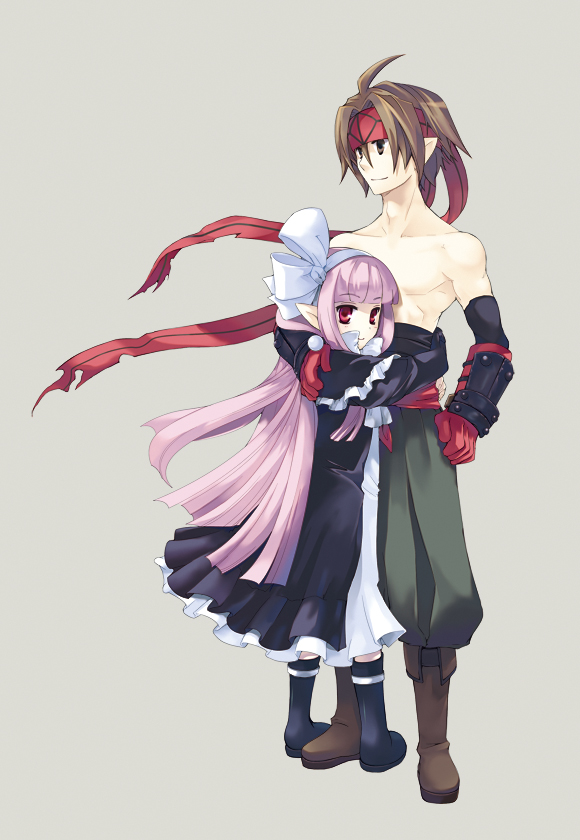 mage and male warrior (disgaea) drawn by kumazm