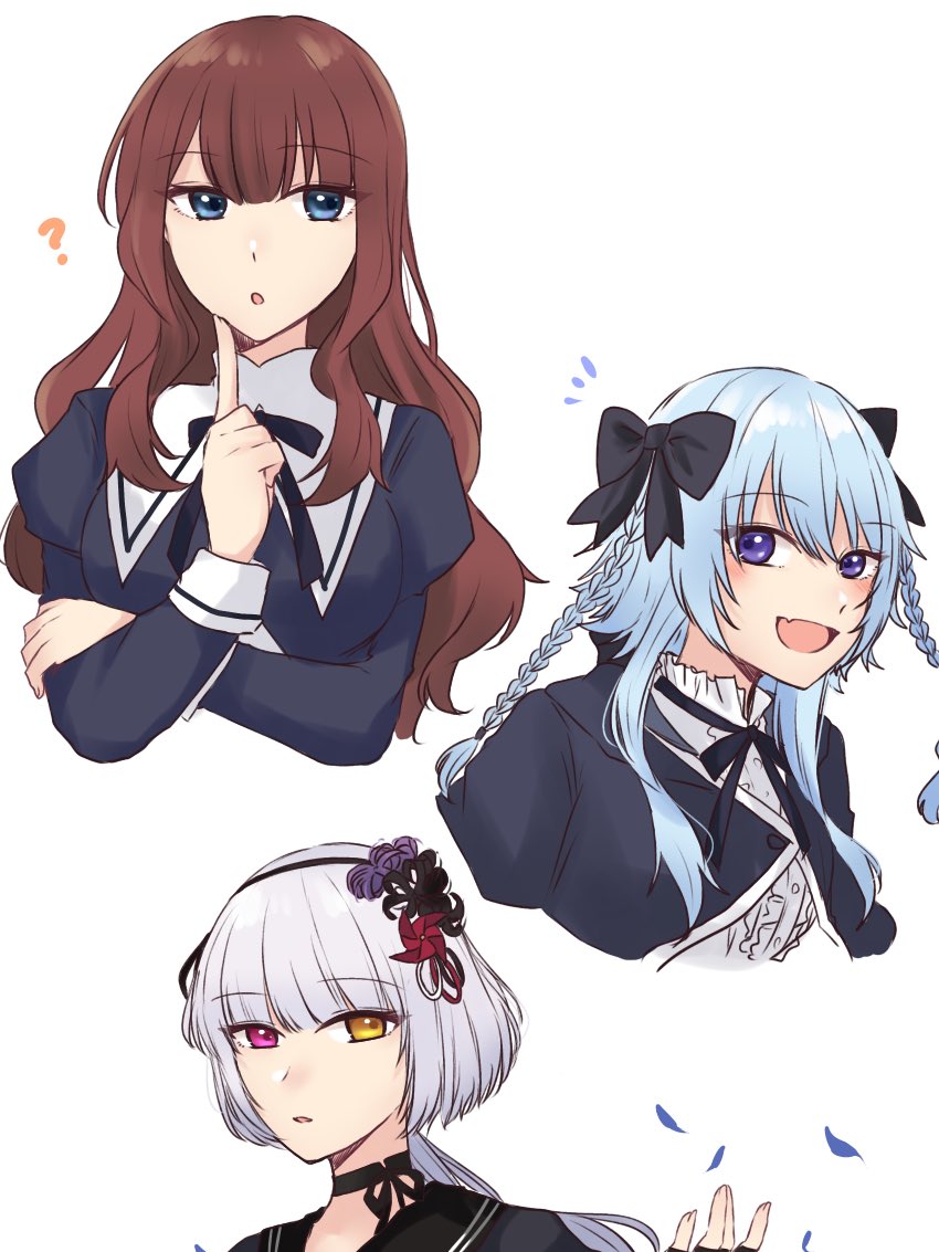 kaede johan nouvel, mori tatsuki, and yamaguchi chihiro (assault lily) drawn by nigari_(ngari_0115)