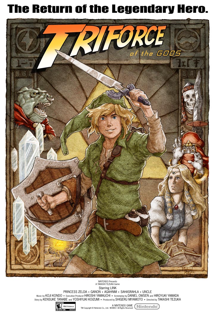 link, princess zelda, ganon, indiana jones, stalfos, and 1 more (the legend of zelda and 3 more) drawn by michael_mayne