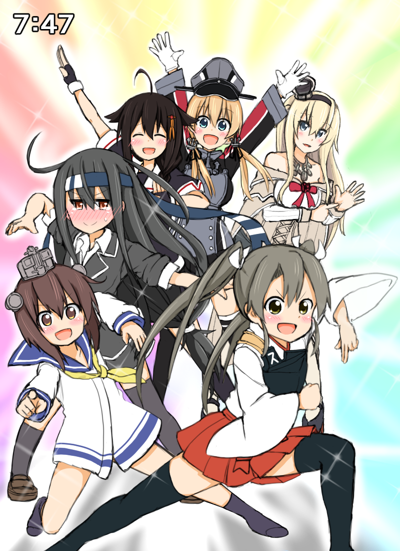 shigure, shigure kai ni, zuikaku, yukikaze, prinz eugen, and 3 more (kantai collection and 2 more) drawn by atsushi_(aaa-bbb)