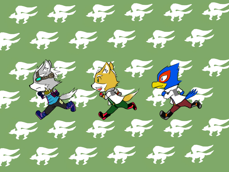 fox mccloud, wolf o'donnell, and falco lombardi (star fox and 1 more) drawn by fox0709