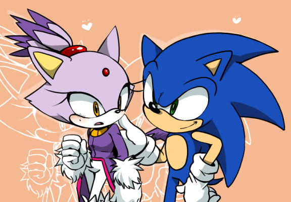 sonic the hedgehog and blaze the cat (sonic and 1 more) drawn by ashitaba_(ikutsu00)