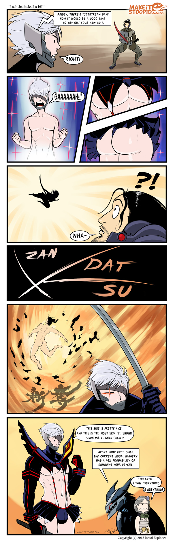matoi ryuuko, senketsu, raiden, sunny emmerich, samuel rodrigues, and 1 more (kill la kill and 2 more) drawn by izra