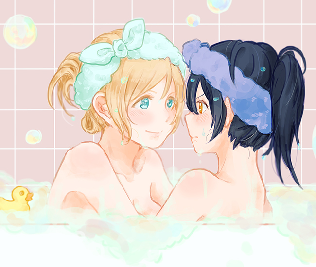 sonoda umi and ayase eli (love live! and 1 more) drawn by shin9tani