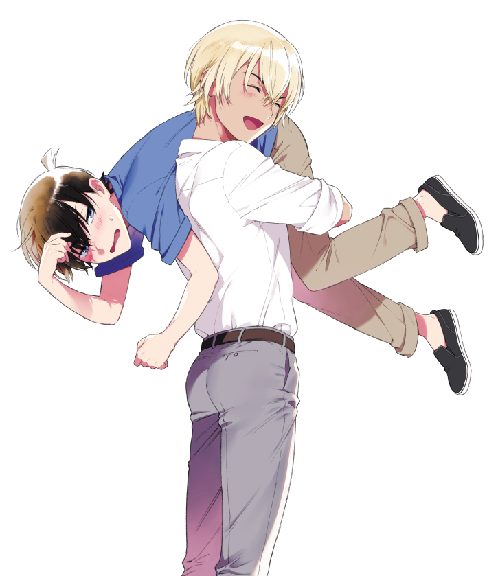 amuro tooru and kudou shin'ichi (meitantei conan) drawn by zekkyou_(h9s9)