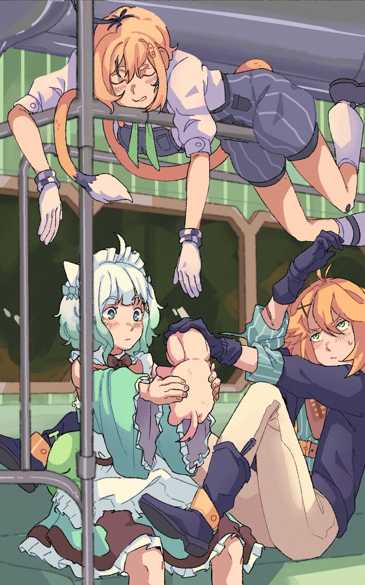 dokibird, mint fantome, dooby, and bubbles (indie virtual youtuber) drawn by addendium