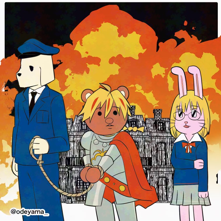 richard i, sajou ayaka, kumakichi, and usami-chan (fate and 2 more) drawn by odeyama