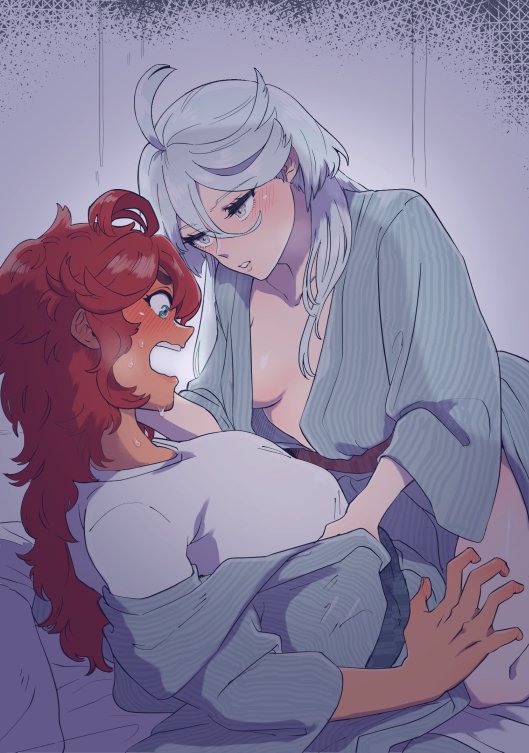 suletta mercury and miorine rembran (gundam and 1 more) drawn by akutsu_(demodori)