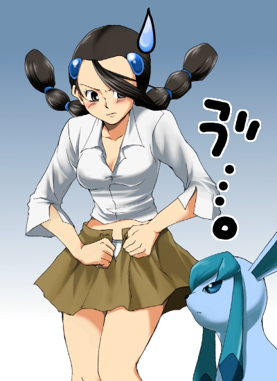 glaceon and candice (pokemon and 1 more) drawn by hirococo