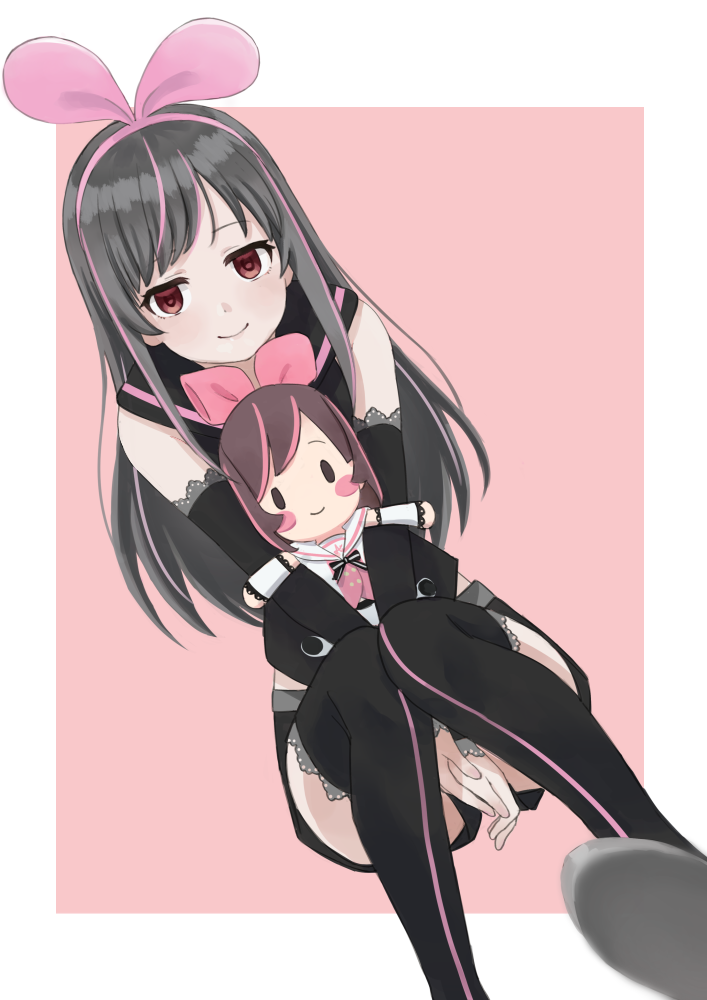 kizuna ai and black ai (kizuna ai inc.) drawn by shokupan_(qjejp)