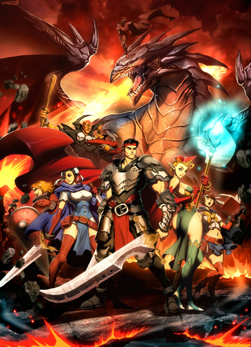 chun-li, cammy white, ryu, kasugano sakura, ken masters, and 3 more (street fighter) drawn by genzoman