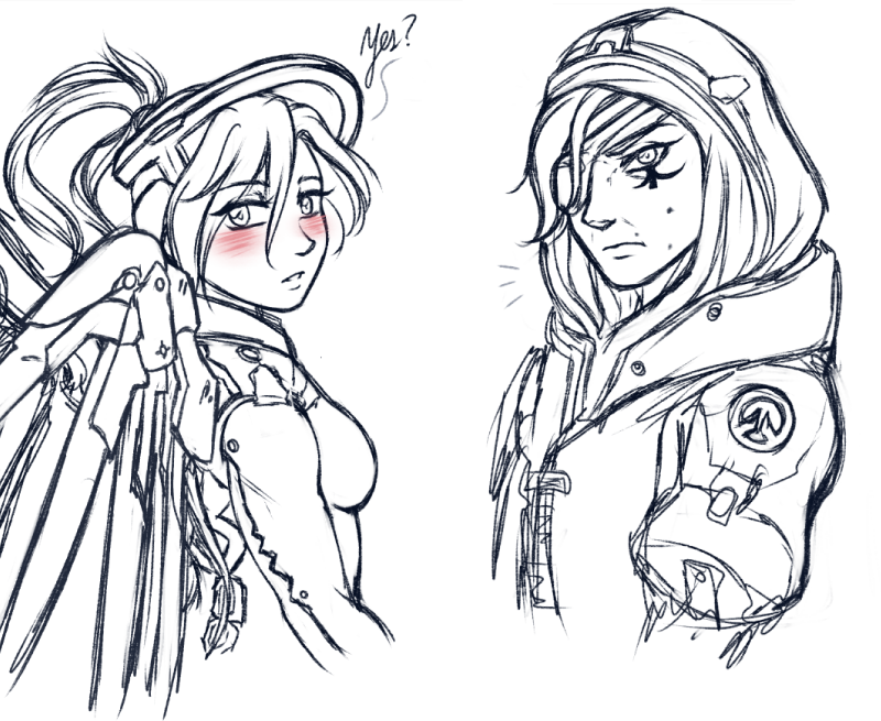 mercy and ana (overwatch and 1 more) drawn by murasaki-yuri