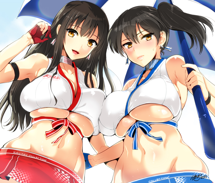 kaga and akagi (kantai collection) drawn by kojima_saya