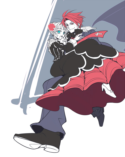 beatrice, ushiromiya battler, and black battler (umineko no naku koro ni) drawn by sousui_hani