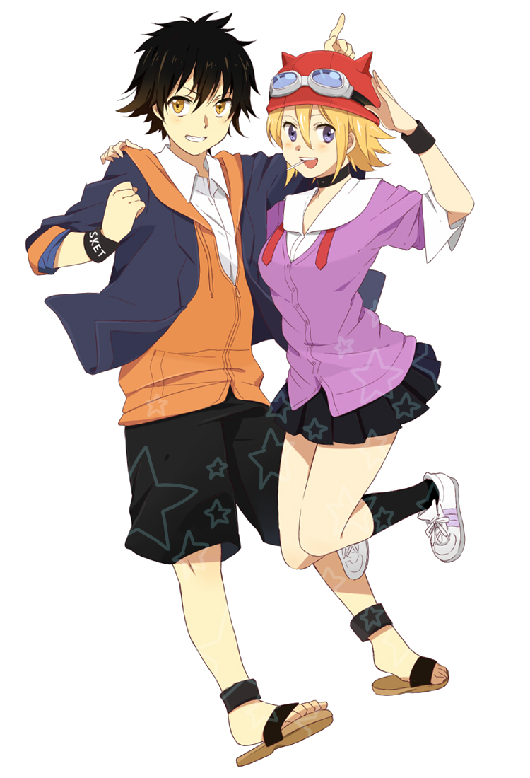 onizuka hime and fujisaki yuusuke (sket dance) drawn by karuha