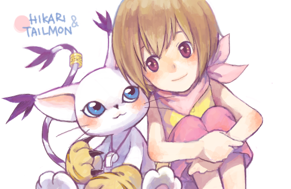yagami hikari and tailmon (digimon and 1 more) drawn by ayame_(artist)