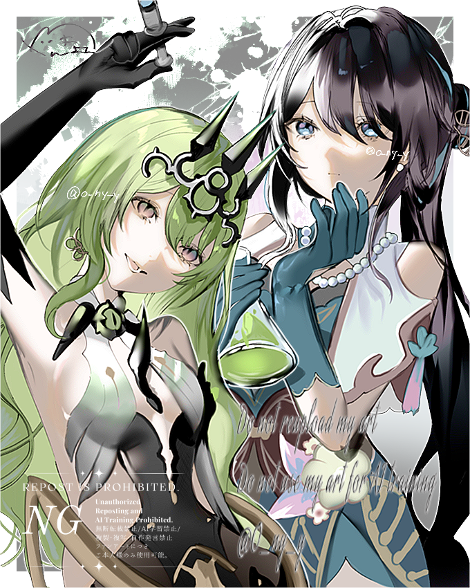 ruan mei and mobius (honkai and 2 more) drawn by o_ny_y