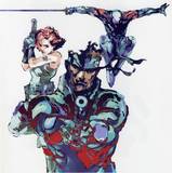 solid snake, meryl silverburgh, gray fox, and cyborg ninja (metal gear and 1 more) drawn by shinkawa_youji