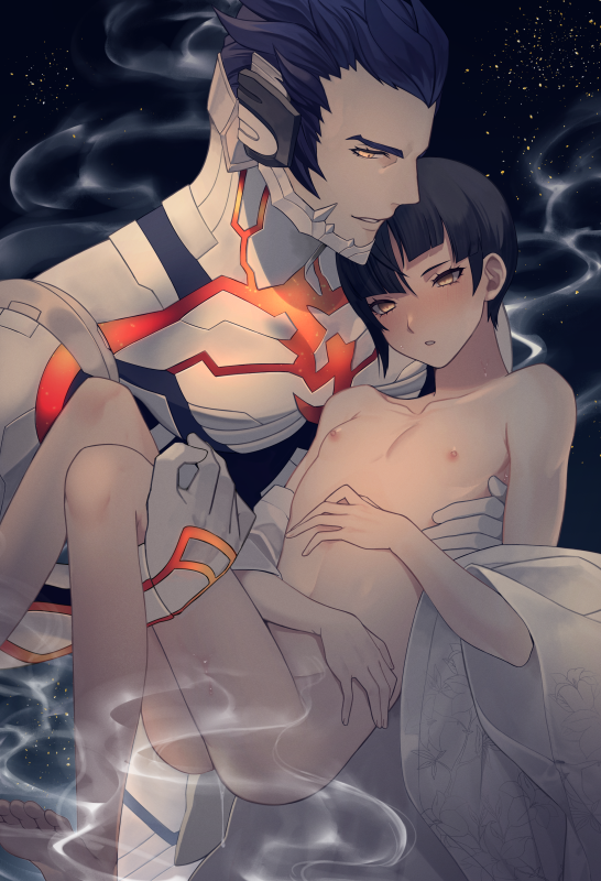 protagonist and aogami (shin megami tensei and 1 more) drawn by morimiya_(kuroro)