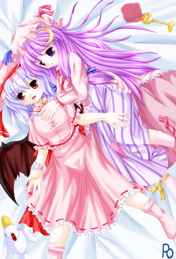 remilia scarlet and patchouli knowledge (touhou) drawn by moru_pomu_po