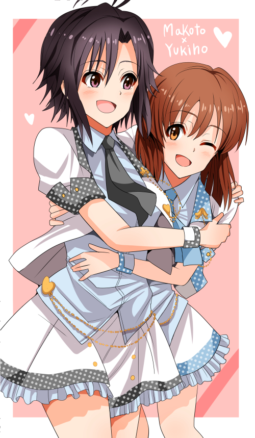 kikuchi makoto and hagiwara yukiho (idolmaster) drawn by inu_(marukome)