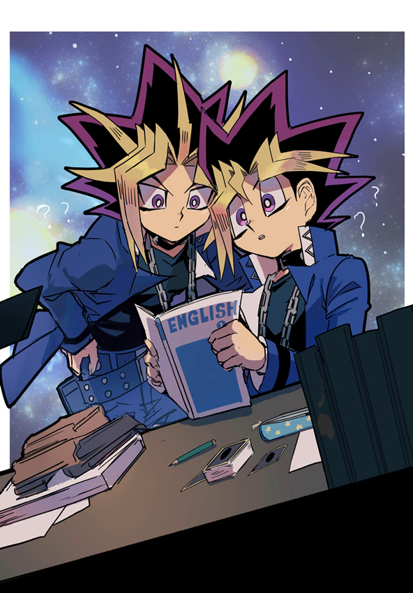 muto yugi and yami yugi (yu-gi-oh! and 1 more) drawn by shi_(shooo_ttt)