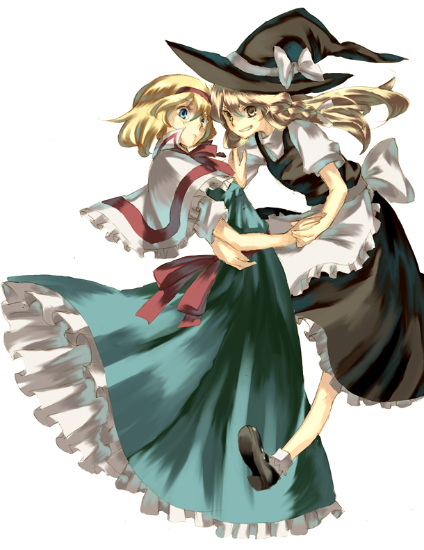 kirisame marisa and alice margatroid (touhou) drawn by abaraya