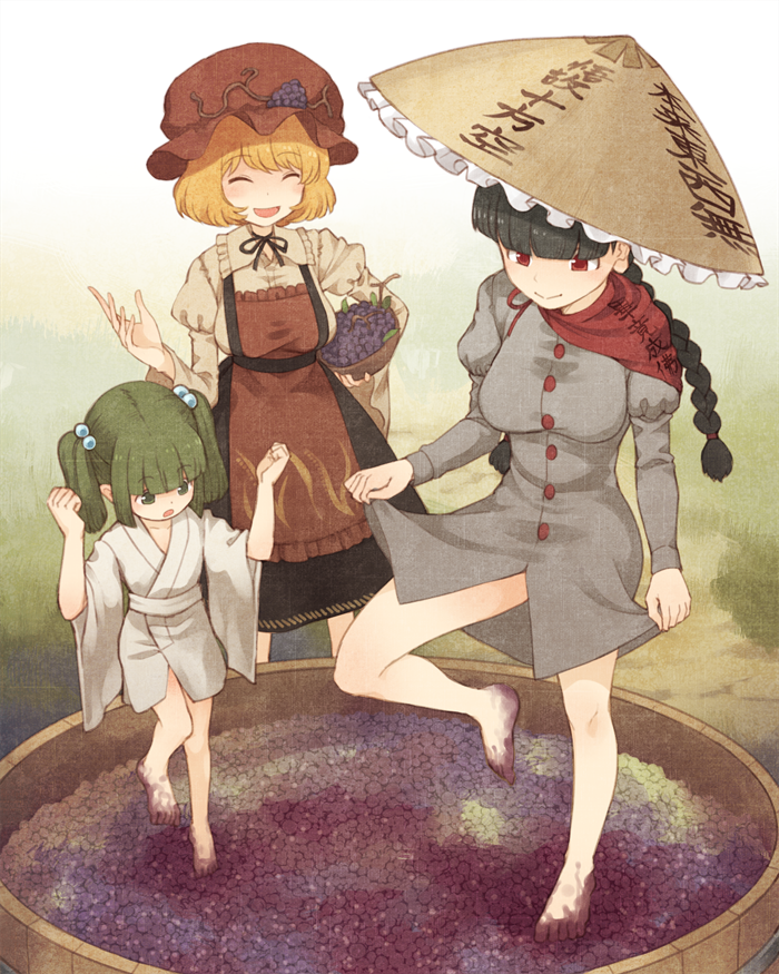 aki minoriko, kisume, and yatadera narumi (touhou) drawn by urin