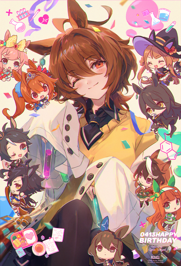 agnes tachyon, manhattan cafe, daiwa scarlet, silence suzuka, symboli rudolf, and 5 more (umamusume) drawn by welchino