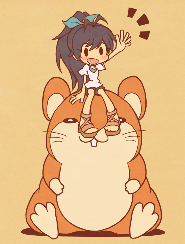ganaha hibiki and hamuzou (idolmaster) drawn by icon_(sugarless_yogurt)