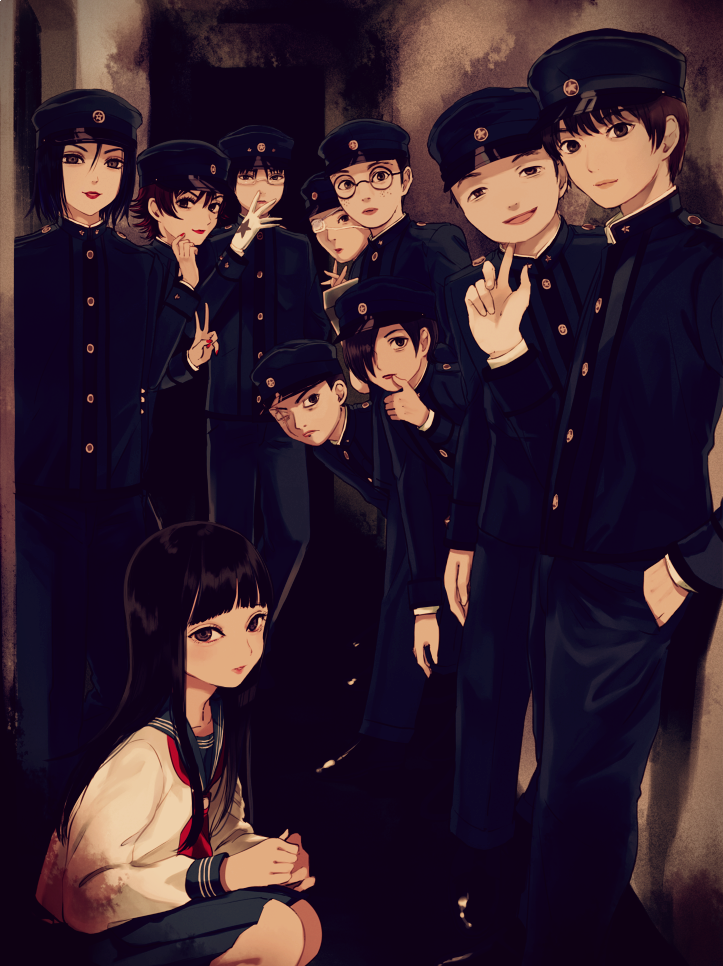jaibo, zera, niko, tamiya hiroshi, ichihashi raizou, and 5 more (litchi hikari club) drawn by maruino