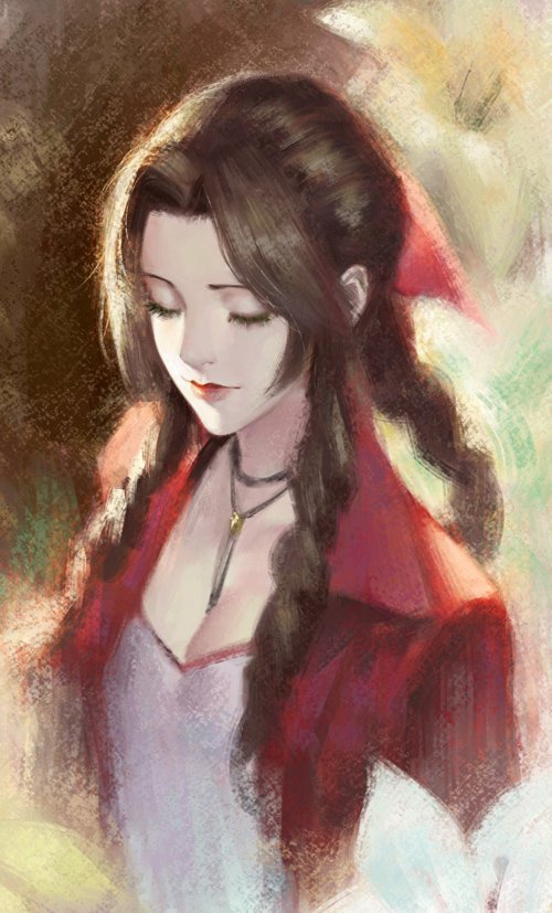 aerith gainsborough (final fantasy and 1 more) drawn by phamoz