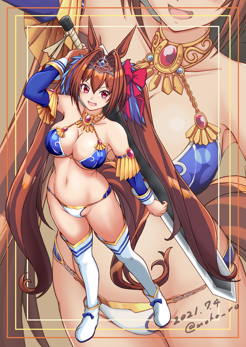 daiwa scarlet (umamusume and 1 more) drawn by moke_ro