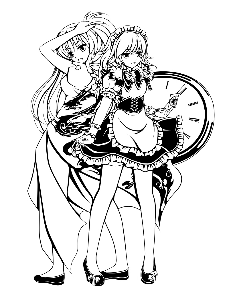izayoi sakuya and hong meiling (touhou) drawn by nekokotei