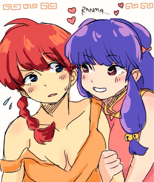 ranma-chan, shampoo, and saotome ranma (ranma 1/2) drawn by pe_(ntwswsmax)