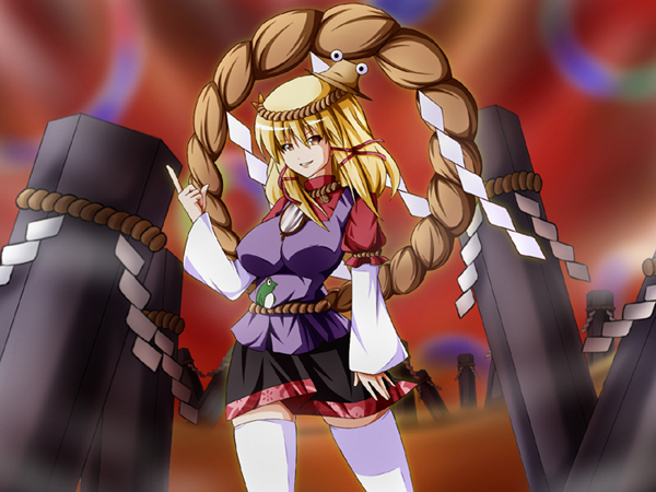 moriya suwako, yasaka kanako, and pyonta (touhou) drawn by fal_(falketto)
