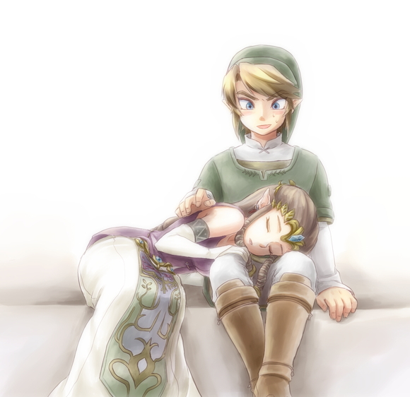 link and princess zelda (the legend of zelda and 1 more) drawn by chikuwa_(rinka)