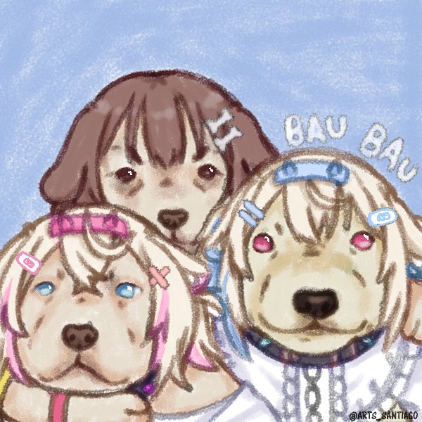 inugami korone, fuwawa abyssgard, and mococo abyssgard (hololive and 1 more) drawn by juan_santiago