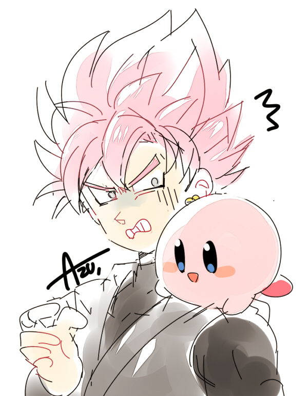 kirby and goku black (dragon ball and 2 more) drawn by azu_(kirara310)