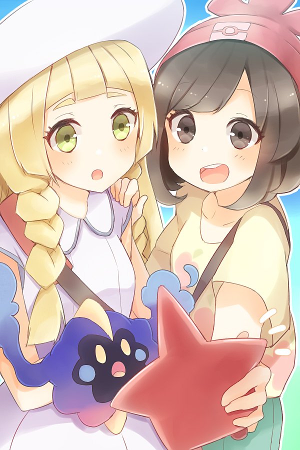 lillie, selene, rotom, cosmog, and rotom dex (pokemon and 1 more) drawn by aisawa_natsu