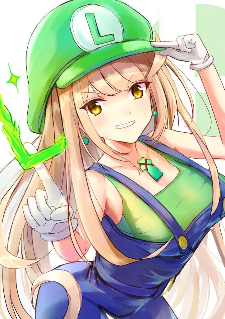 mythra and luigi (mario and 3 more) drawn by karuushi