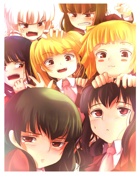 mammon, lucifer, asmodeus, beelzebub, belphegor, and 2 more (umineko no naku koro ni) drawn by jailbird