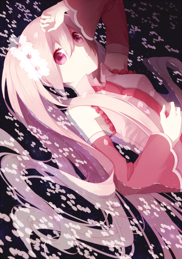 hatsune miku and sakura miku (vocaloid) drawn by squallea