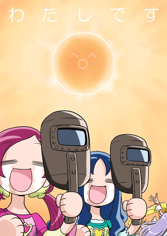 kurumi erika, hanasaki tsubomi, tsukikage yuri, myoudouin itsuki, cure sunshine, and 2 more (precure and 1 more) drawn by chihedo