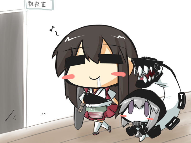 akagi and re-class battleship (kantai collection) drawn by goma_(gomasamune)
