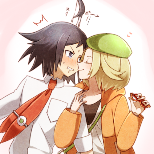 bianca and cheren (pokemon and 1 more) drawn by poke_nk