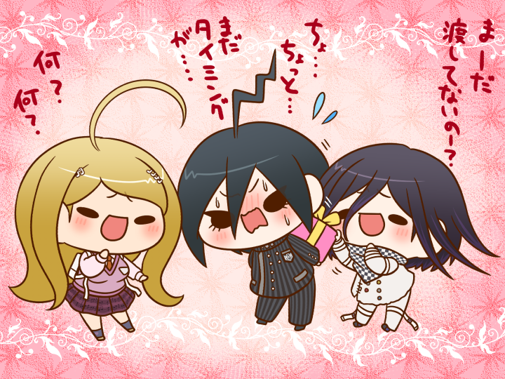 oma kokichi, saihara shuichi, and akamatsu kaede (danganronpa and 1 more) drawn by yumaru_(marumarumaru)