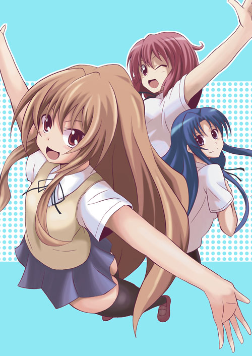 aisaka taiga, kawashima ami, and kushieda minori (toradora!) drawn by azumaya_hironaru
