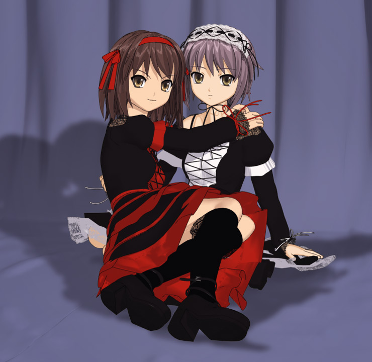 suzumiya haruhi and nagato yuki (suzumiya haruhi no yuuutsu) drawn by hokusen